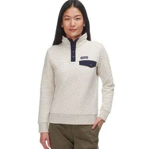 Patagonia White and Navy blue Organic Cotton Quilt Snap-T® Pullover size s